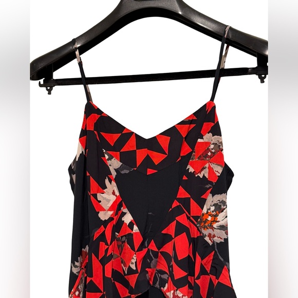 Joie NWT Size 0 Black & Red Spaghetti Strap
 V-Neck Layered Party Dress (0598) - Picture 6 of 13